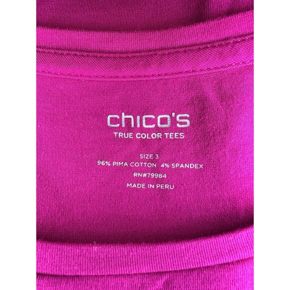 Chicos Top Womens SZ 3 Pink Ultimate Tee Modal Blend Long Sleeves - Picture 8 of 8